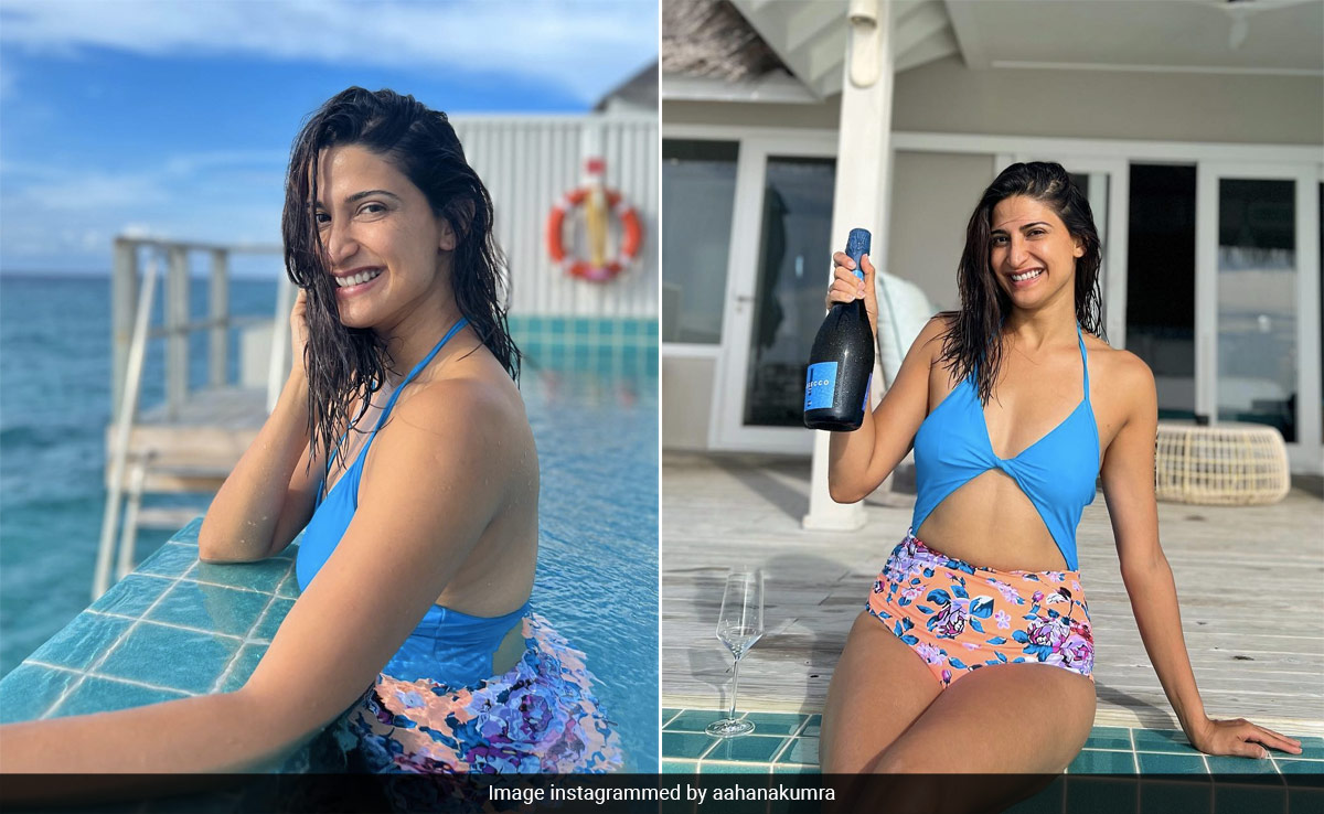 Aahana Kumra's Summer Days In Maldives Look More Chic In An Aqua Blue Cutout Swimsuit