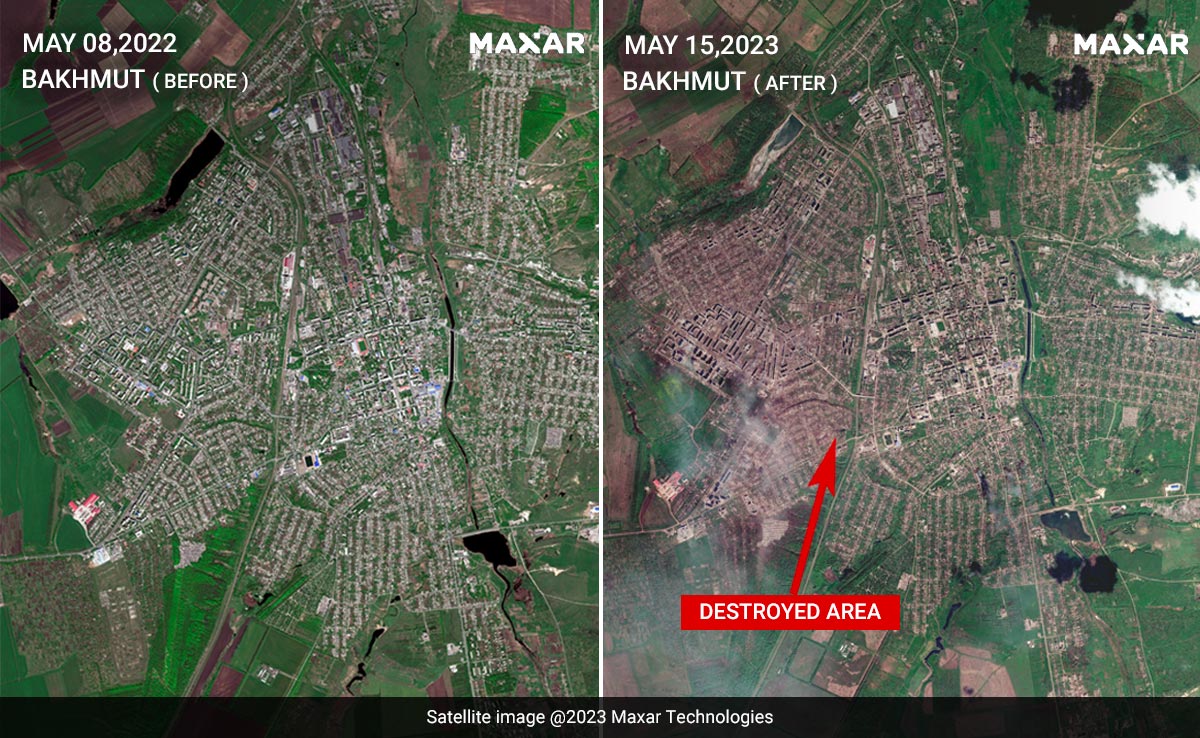 Latest Ukraine Satellite Pics Show Damaged Schools, Apartment Buildings