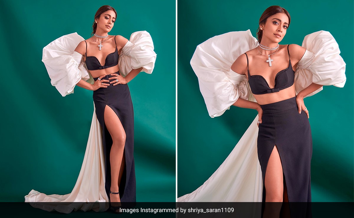 It's A Certified Black And White Fashion Moment For Shriya Saran In Her Over-The-Top Skirt Set