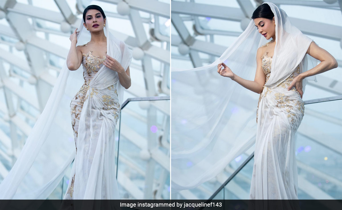 IIFA 2023: Jacqueline Fernandez's Veiled White And Gold Gown Is As Dreamy As It Gets