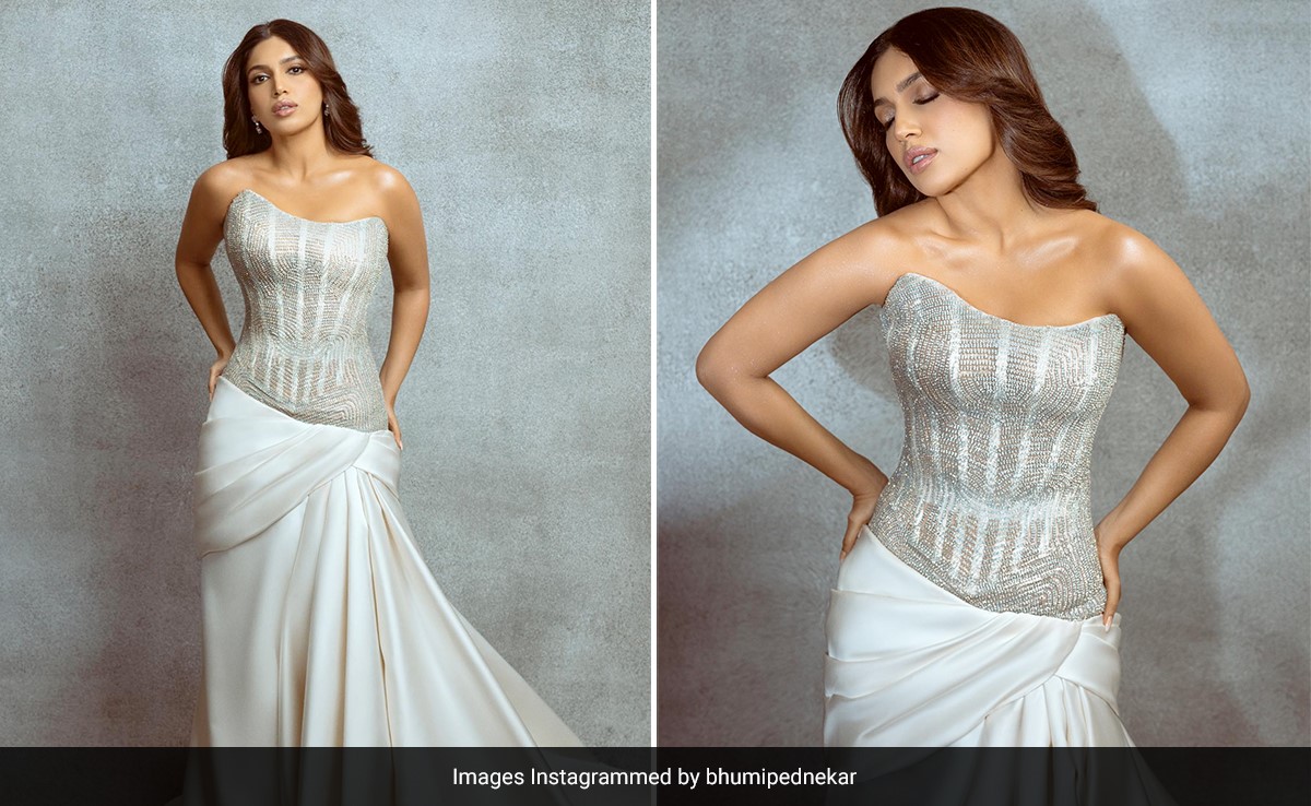 Bhumi Pednekar's White Gown Is Monochrome With A Side Of Sparkle