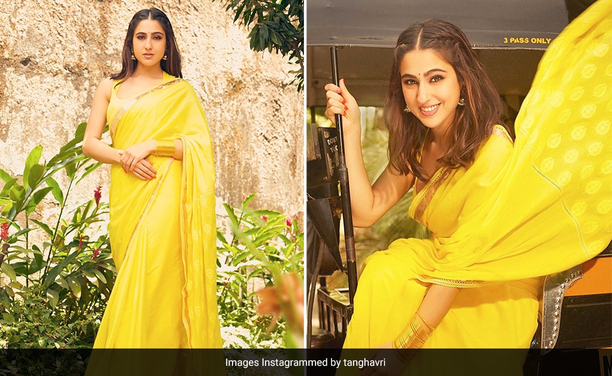 Sara Ali Khan Brightens Our Tuesday In A Gleaming Sunshine Yellow <i>Saree</i>
