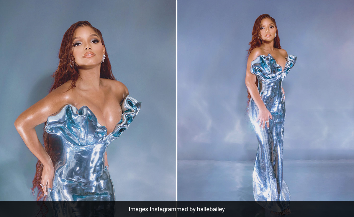 Halle Bailey Left Us 'Shell-Shocked' In A Valdrin Sahiti Silver Shell Detailed Gown