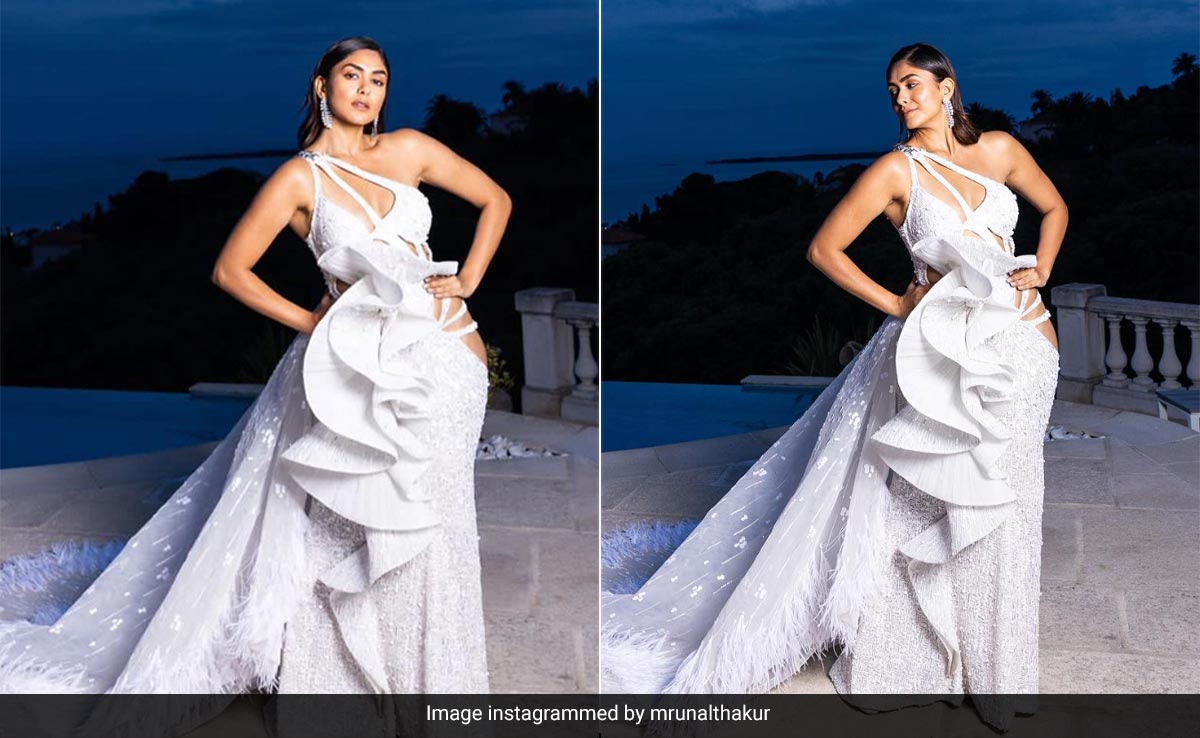 Cannes 2023: Mrunal Thakur's White Falguni Shane Peacock Gown With Cutouts Galore Enters With Dramatic Effect