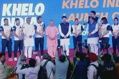 Yogi Adityanath, Anurag Thakur Launch Khelo India University Games Logo Yogi Adityanath, Anurag Thakur Launch Khelo India University Games Logo