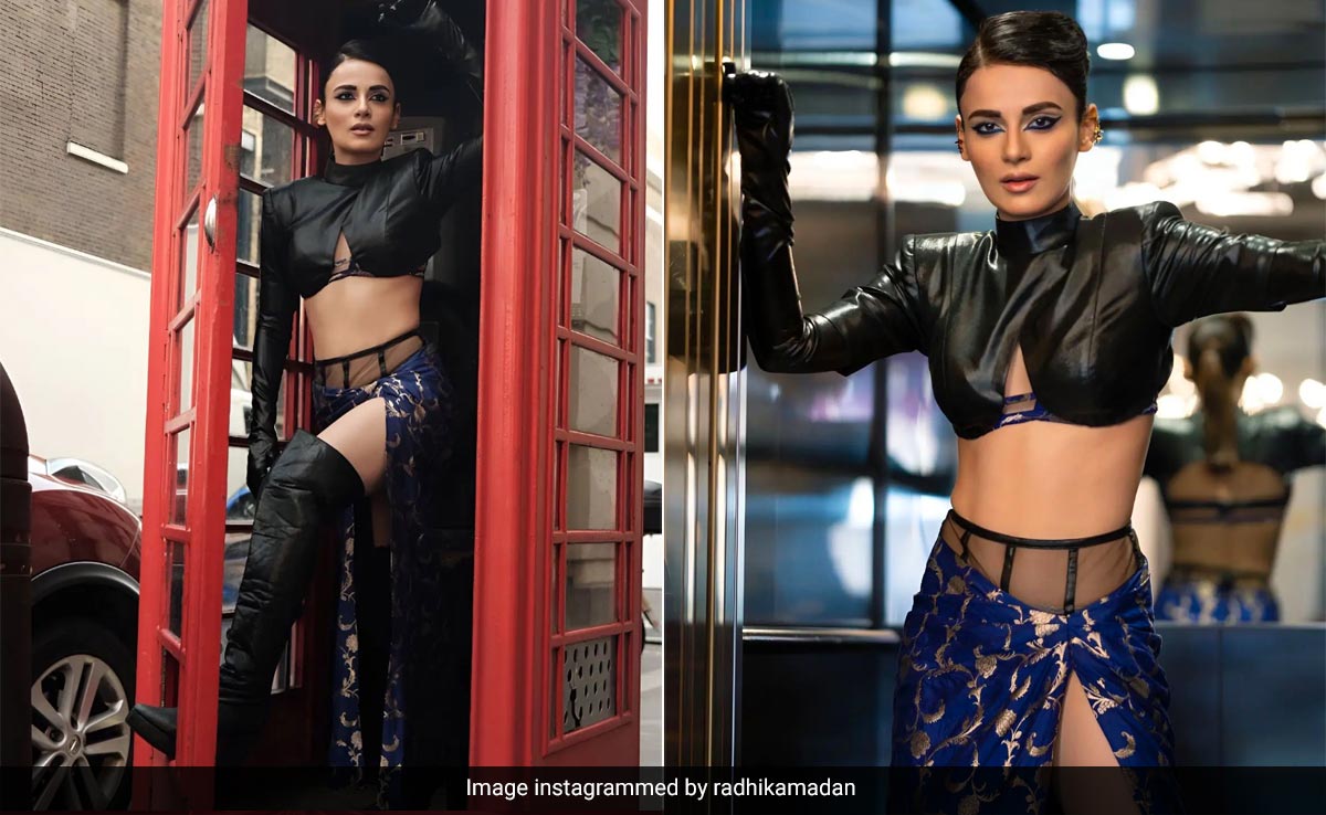 Radhika Madan Is A New Age Fashionista In a Leather Bustier And Brocade Skirt