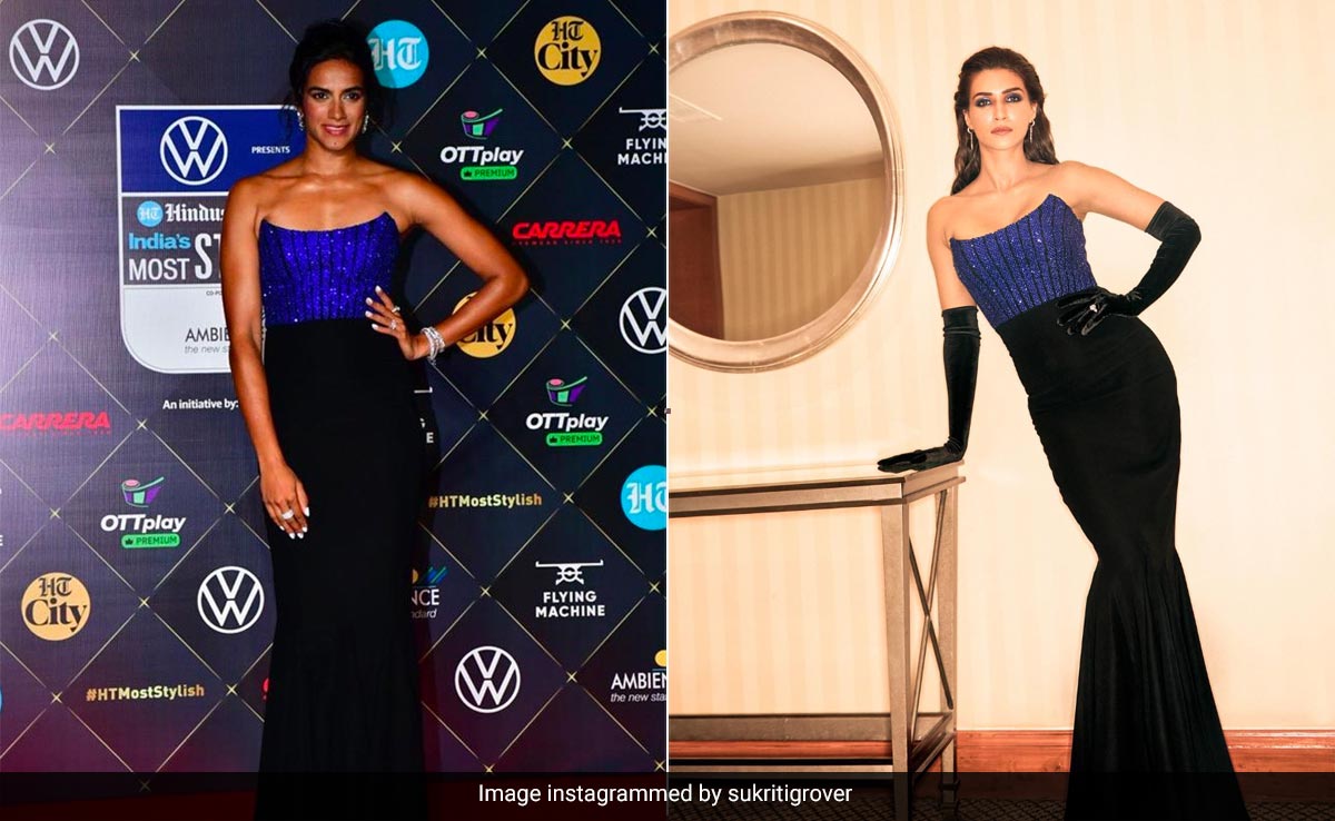 What's Blue And Black Are PV Sindhu And Kriti Sanon's Love For This Strapless Gown