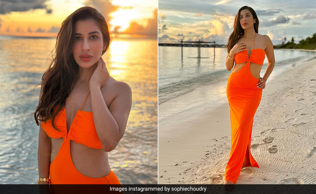 "When The Sky Turned Gold", Sophie Choudry Turned To An Orange Cutout Dress On Her Maldives Vacation
