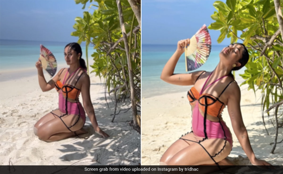 Tridha Choudhury Is Colour Blocking Her Way Through Maldives In A Dual Toned Cutout Swimsuit On Her Vacation
