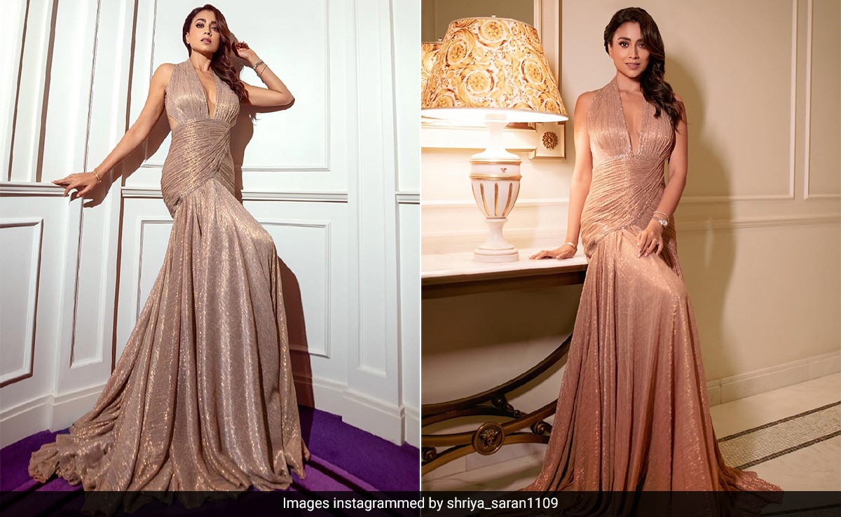 If Elegance Had A Face, It Would Be Shriya Saran's In A Rose Gold Gown