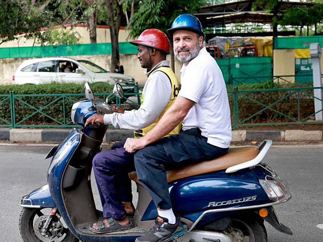 Watch: Rahul Gandhi's Impromptu Scooter Ride With Bengaluru Delivery Agent
