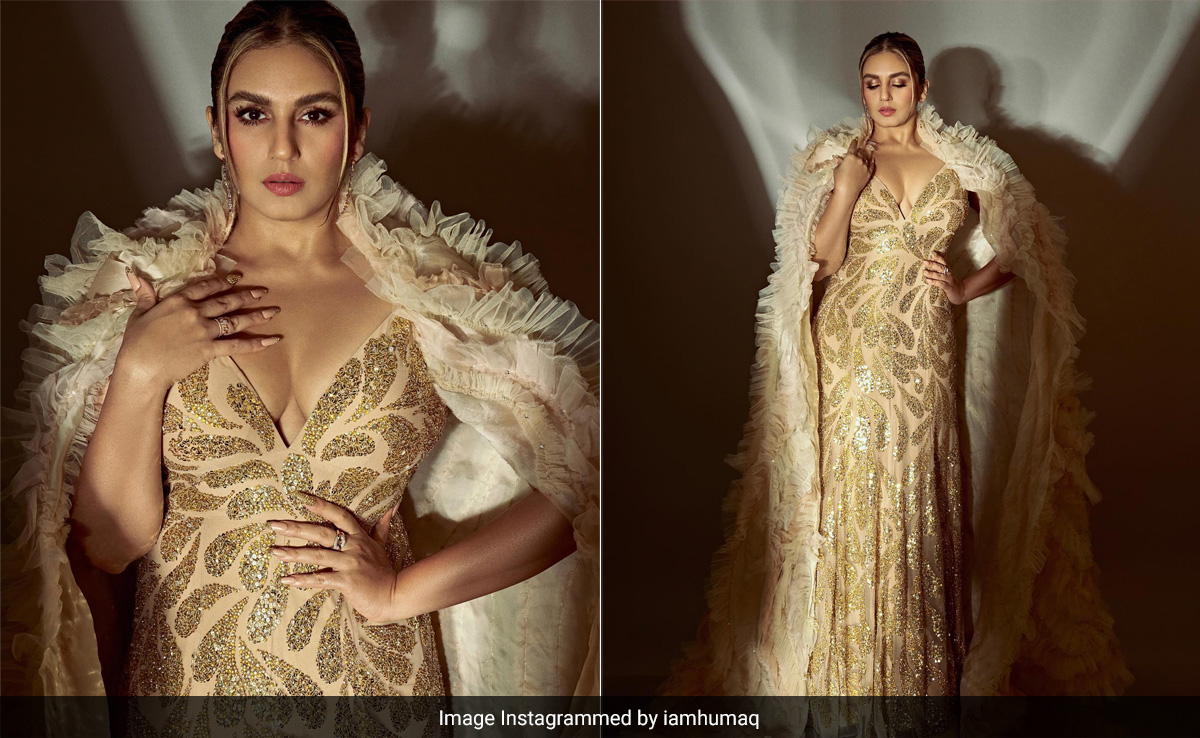 Huma Qureshi In A Glittering Gown With A Ruffled Cape Deserves A Crown And Sceptre As Well