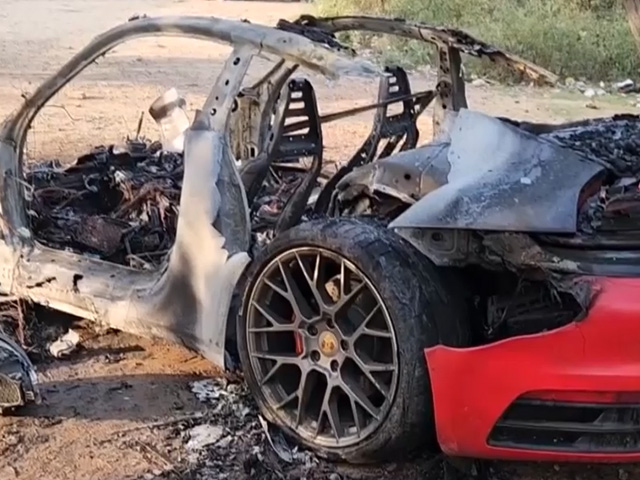 Speeding Luxury Car Catches Fire After Hitting Tree In Gurugram