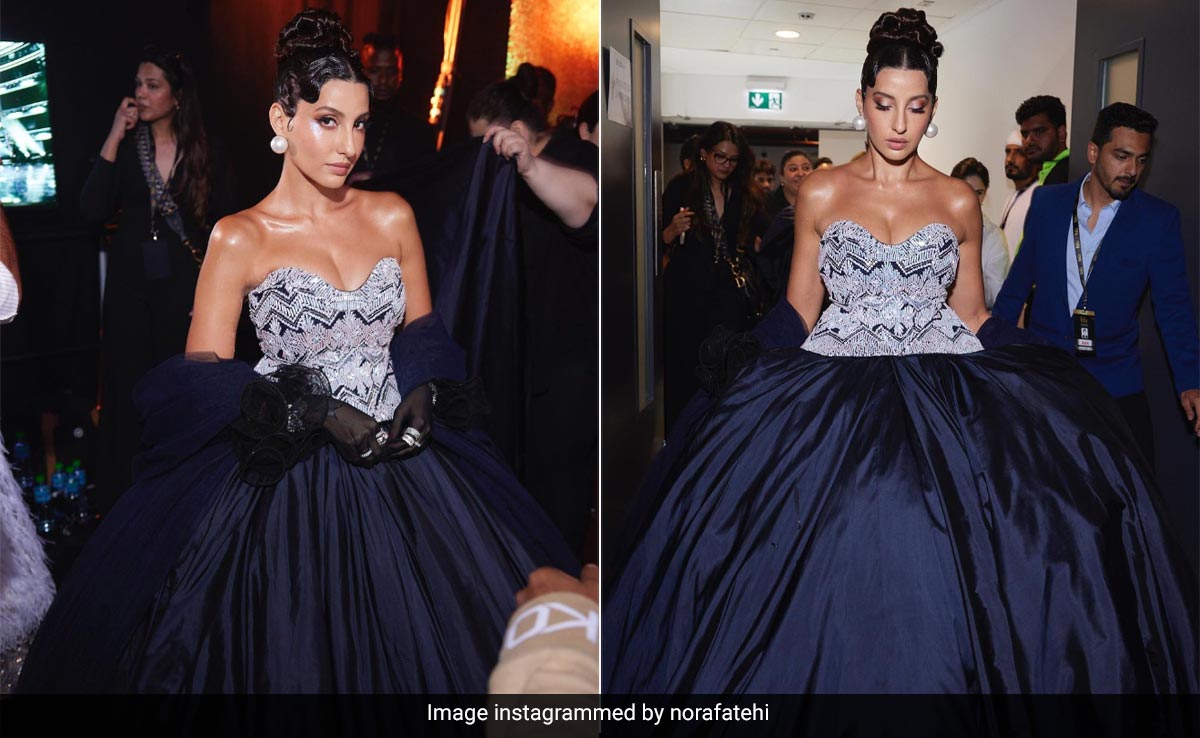 IIFA 2023: Nora Fatehi's Dramatic Blue Ball Gown Is Fabulously Embellished With "A 50s Touch"