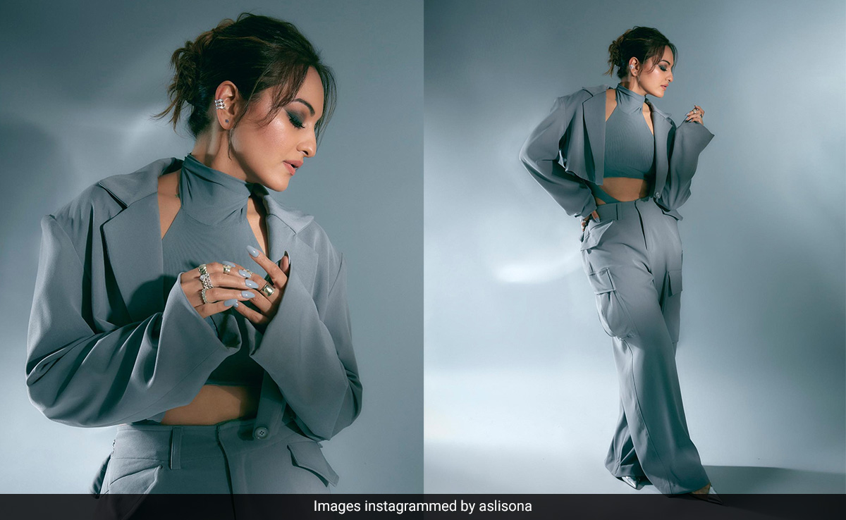 Sonakshi Sinha Is "Ready To Roar" Through The Weekend In A Grey Cargo Pantsuit With Plenty Of Cutouts