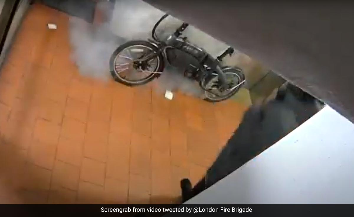 Watch: Narrow Escape For Man As E-Bike Catches Fire In London