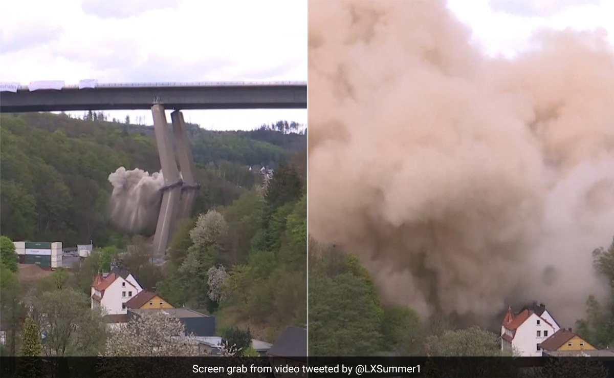 Video Shows The Moment German Bridge Was Demolished Using 150 kg Explosives
