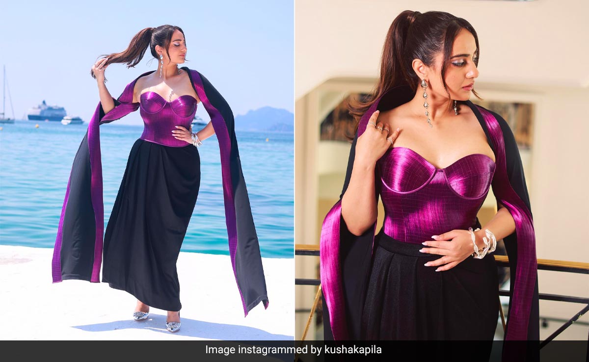 Cannes 2023: Kusha Kapila's Off-The-Carpet Look In A Purple Corset And Black Skirt Is Equally Glam