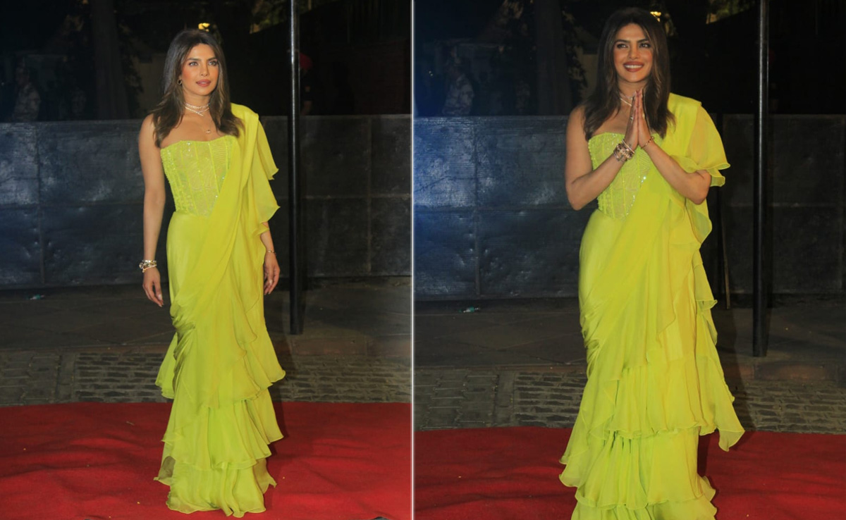 Priyanka Chopra Made Wedding Guest Style Look Bright In A Neon Corset Saree