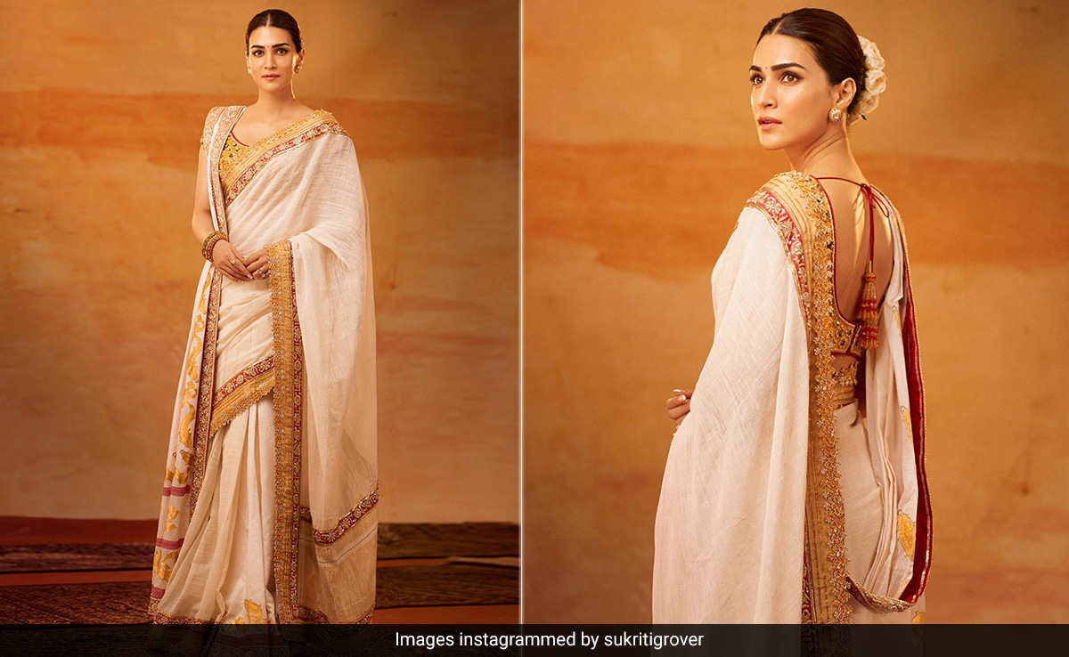 Kriti Sanon's Vintage Kerala Cotton <i>Saree</i> Included Block Prints Made Of 24 Carat Gold