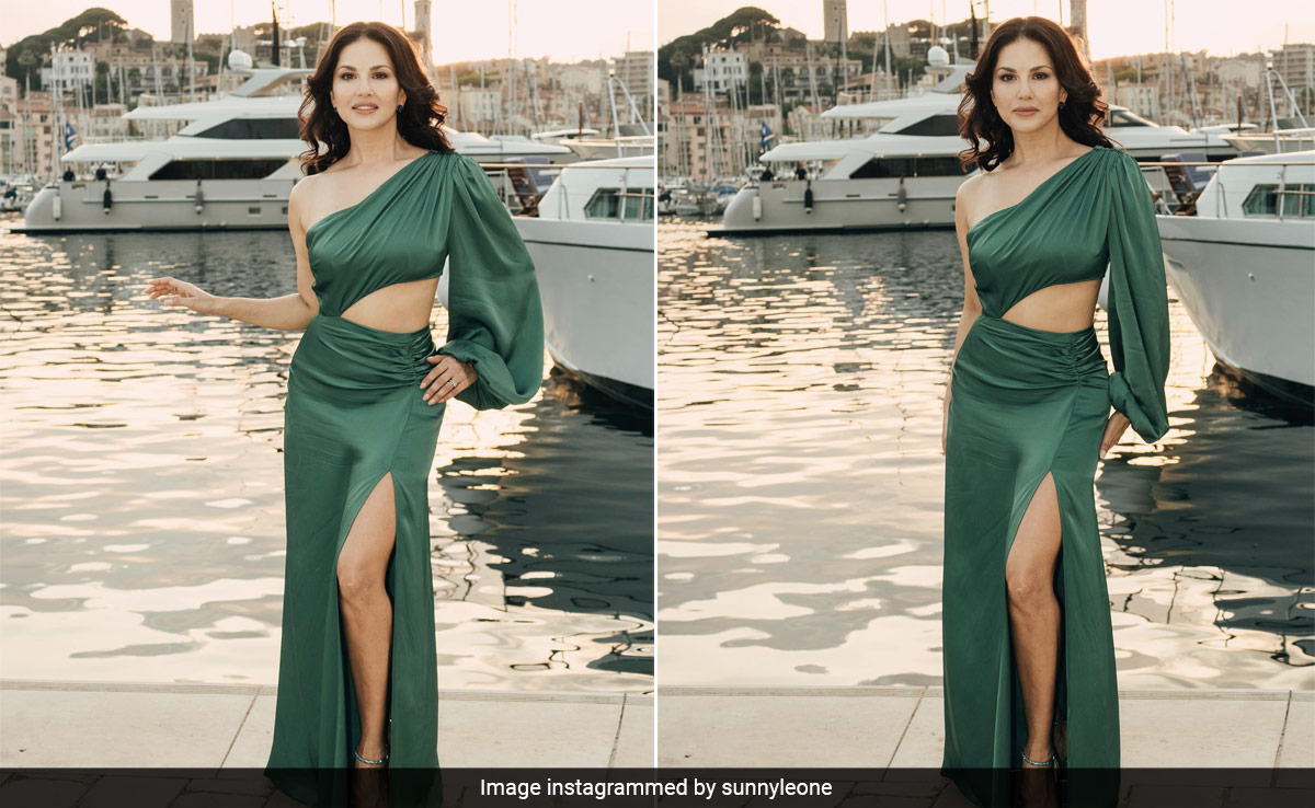 Cannes 2023: Sunny Leone's Emerald Gown Against The Blue Backdrop Of Cote d'Azure Is One Fabulous Combination