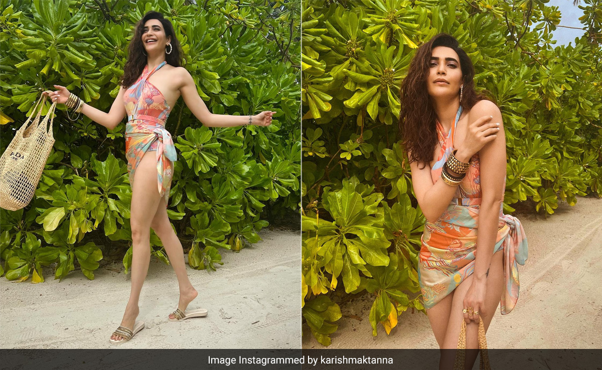 To Match Karishma Tanna's Tropical Holiday, An Equally Tropical Swimsuit Is Essential