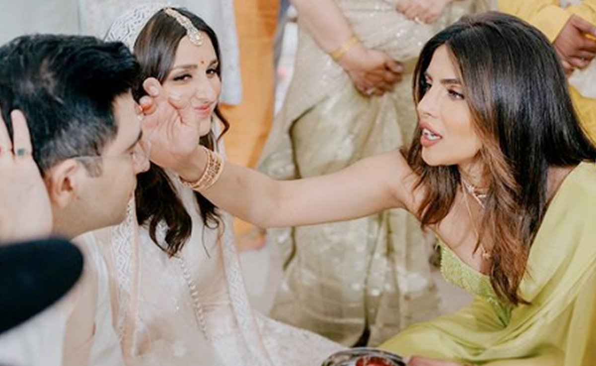 Priyanka Chopra And Raghav Chadha In A Pic From Parineeti Chopra's Engagement Album