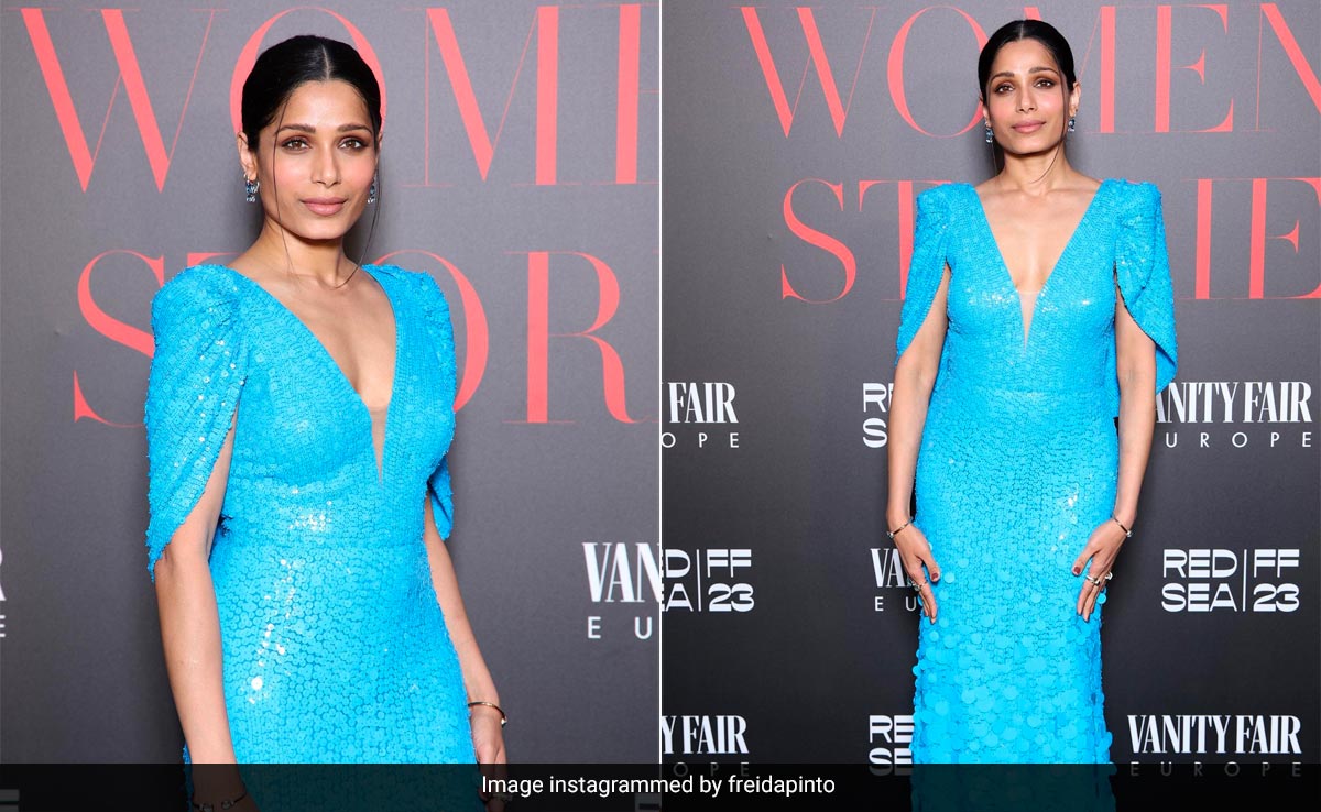 Cannes 2023: Freida Pinto's Blue Sequin Jenny Packham Gown Makes Quite The Sparkly Splash