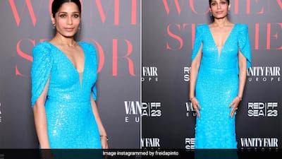 Cannes 2023: Freida Pinto's Blue Sequin Jenny Packham Gown Makes Quite The Sparkly Splash