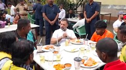 Rahul Gandhi Shares Dosa, Coffee With Food Delivery Workers In Bengaluru