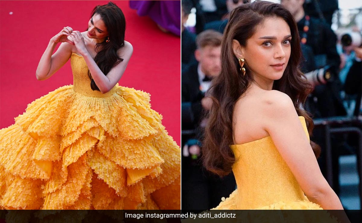 If Cannes 2023 Was A Musical, Aditi Rao Hydari In A Yellow Michael Cinco Gown Would Be <i>Belle</i> From <i>Beauty And The Beast</i>