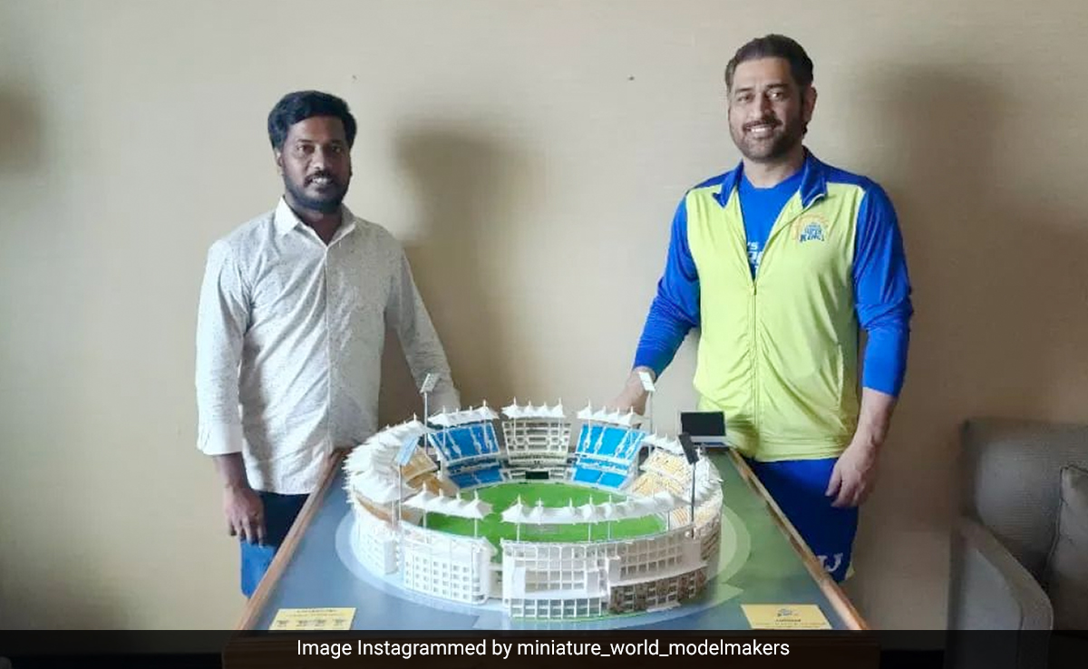Watch: Fan Gifts MS Dhoni Miniature Model Of Chepauk Stadium, Internet Reacts