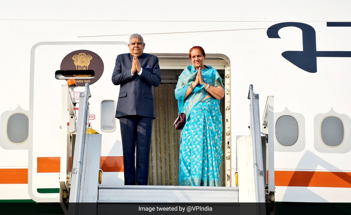 Veep Jagdeep Dhankhar Departs For UK To Attend King Charles' Coronation