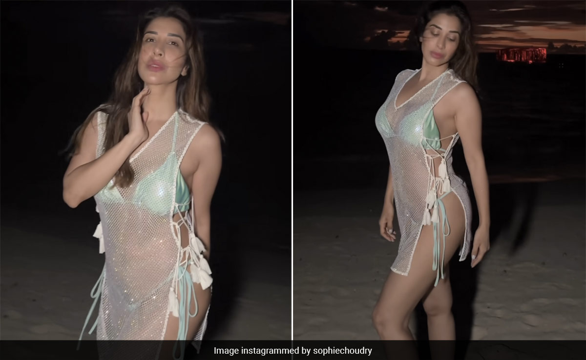 Sophie Choudry's Iridescent Beach Style Is Made Of "Sunsets And Sparkles"
