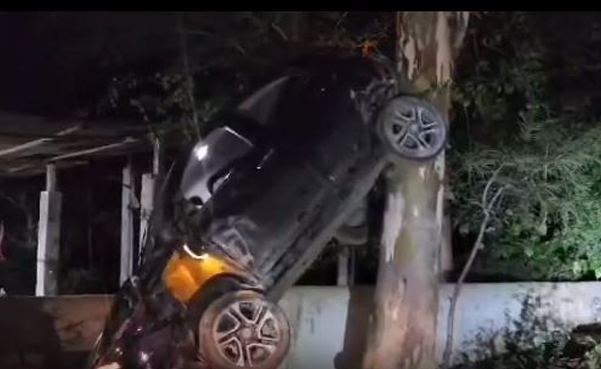 MP : सूरजपुर में तेज रफ्तार कार पेड़ से टकराकर 10 फीट ऊपर चढ़ी, बाल-बाल बची युवकों की जान