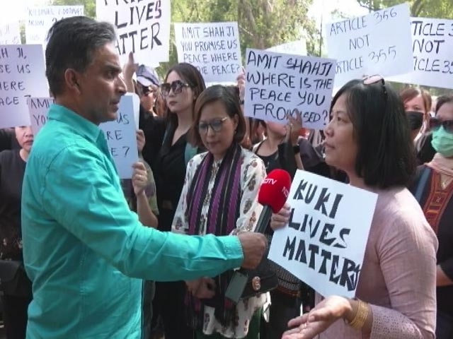 Manipur's Kuki Women Protest Outside Amit Shah's Home Amid Violence