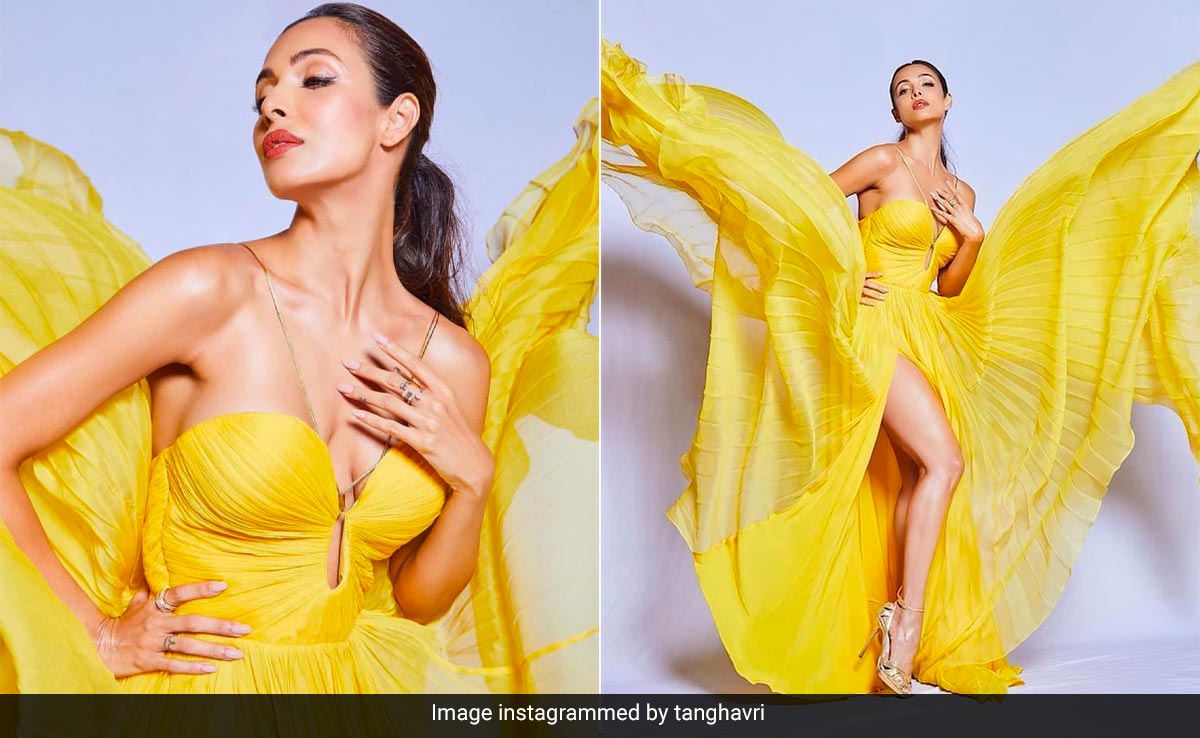सनशाइन येलो प्लीटेड ड्रेस में मलाइका अरोड़ा का खूबसूरत अंदाज़ देख दीवाने हुए फैंस