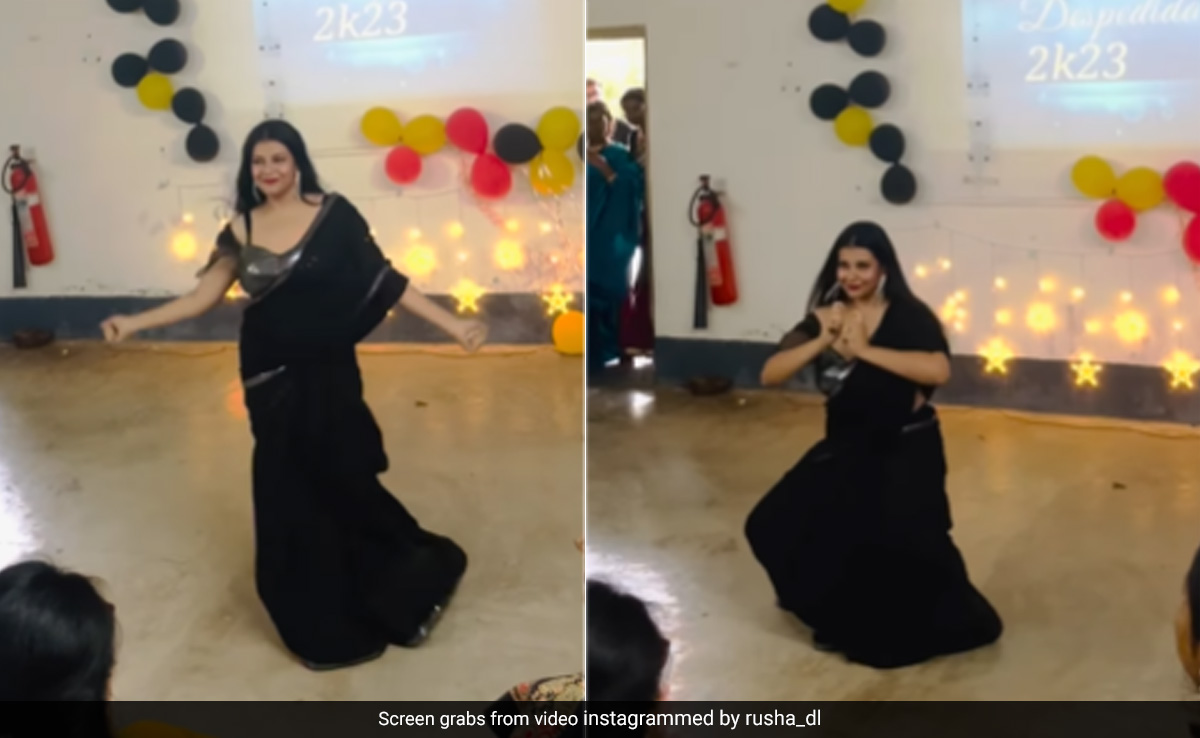 कॉलेज फेयरवेल में छात्रा का डांस देख हैरान हुए लोग, ब्लैक साड़ी में छम्मक छल्लो पर दिखाए जबरदस्त मूव्स, झूम उठे सब