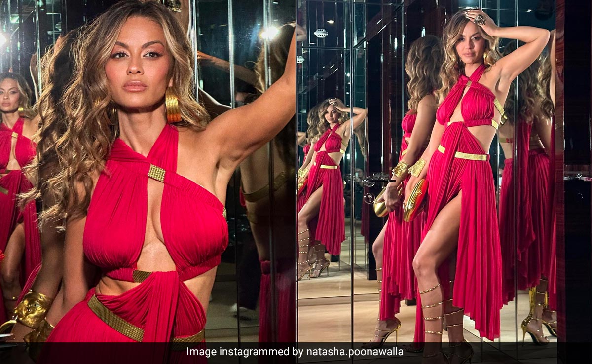 Natasha Poonawalla's Cutaway Pleated Dress Is As Grecian Chic As It Gets