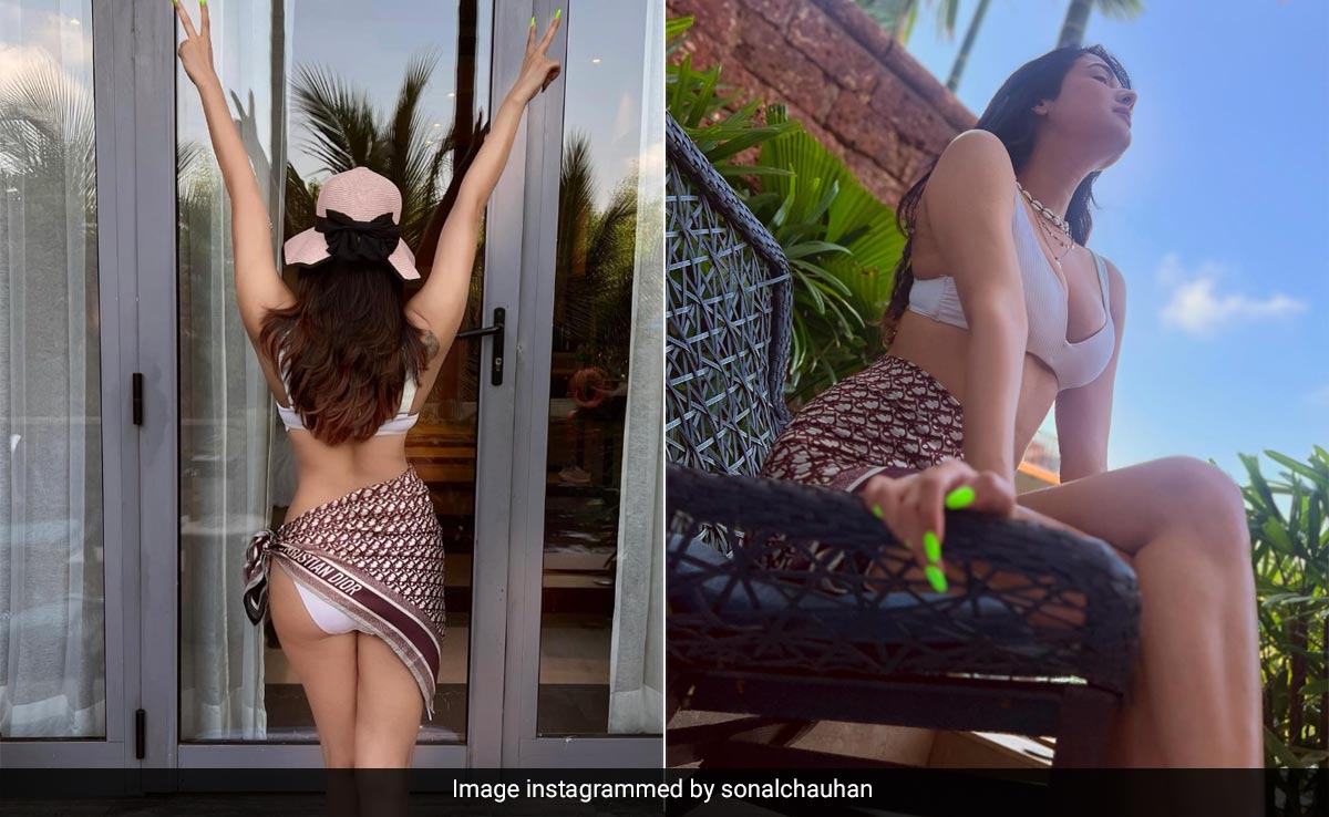Sonal Chauhan's Day By The Pool Included A Fabulous White Bikini And Christian Dior Scarf