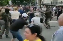 Huge Fist Fight In Russian City As Mercenary Group Claims Control Huge Fist Fight In Russian City As Mercenary Group Claims Control
