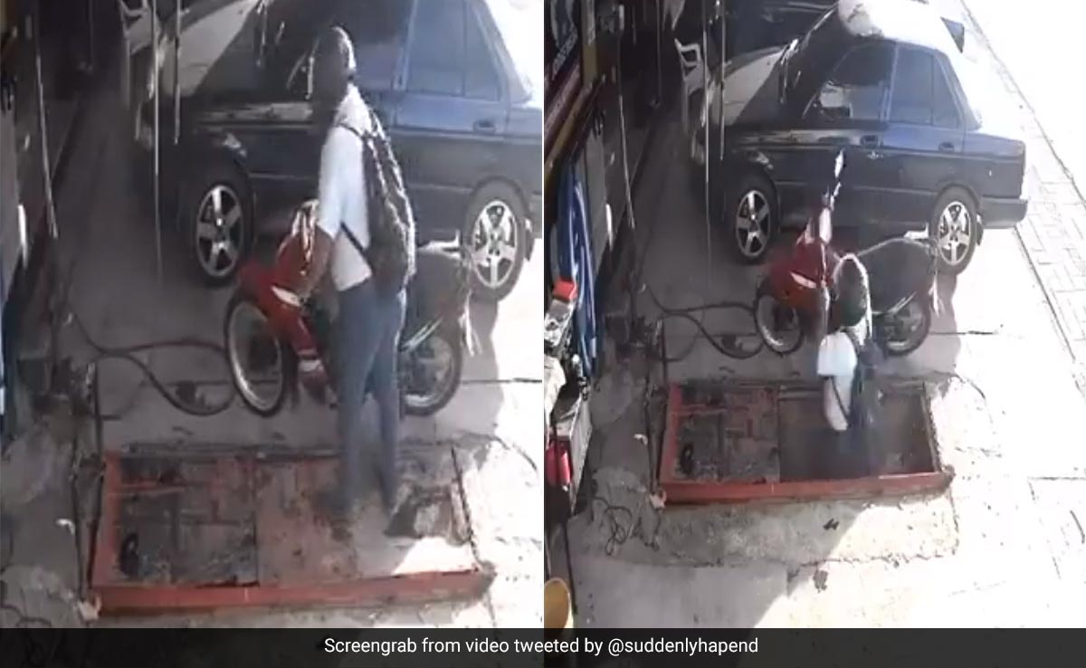 बाइक से उतरता शख्स हो गया अचानक गायब, देखने वालों को नहीं हुआ खुद की ही आंखों पर यकीन