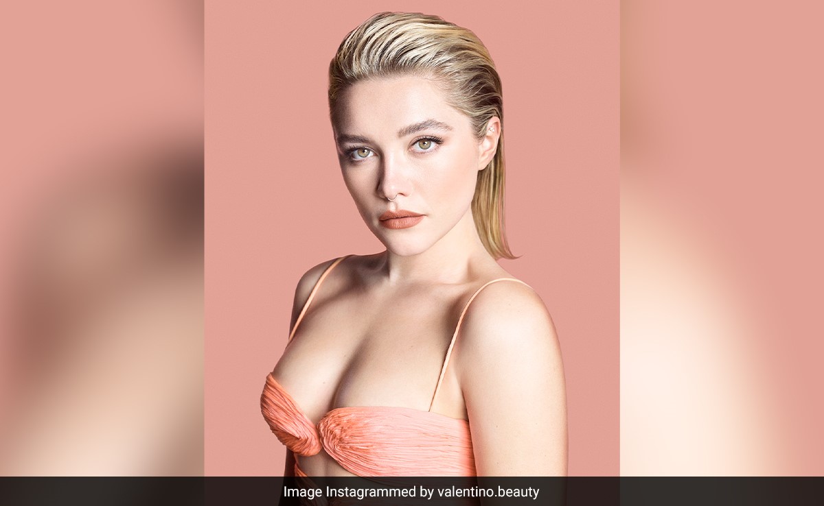 With A Slicked Back Blonde Bob And Peach Toned Makeup, Florence Pugh Redefines Sublime Summer Beauty