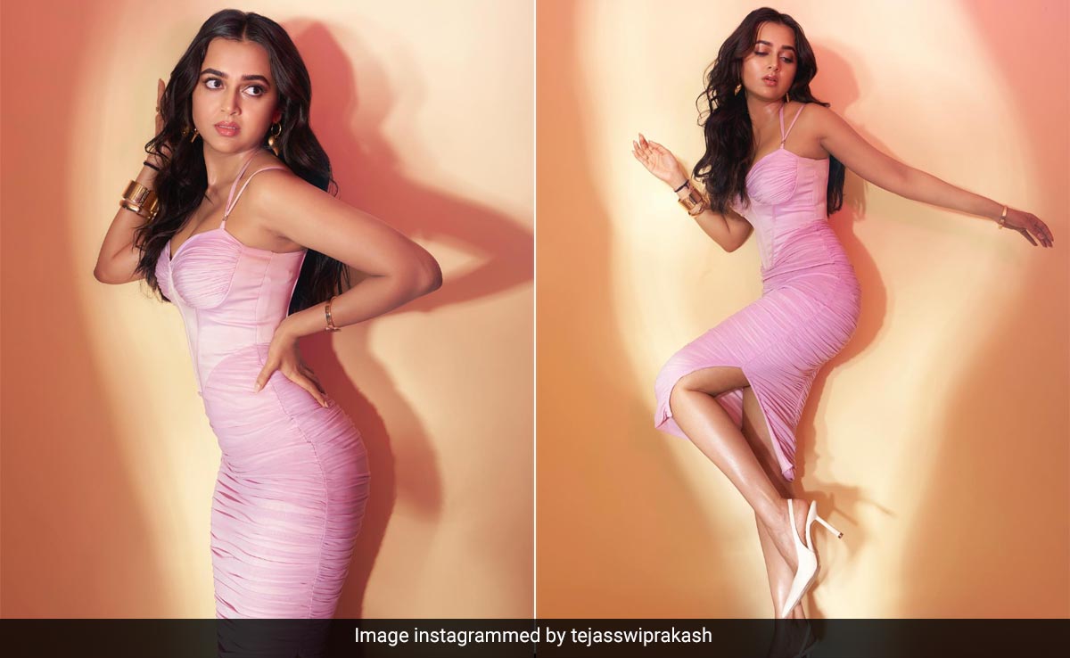 Tejasswi Prakash Channels Her Inner <i>Barbie</i> In A Ruched Lavender Corset Dress