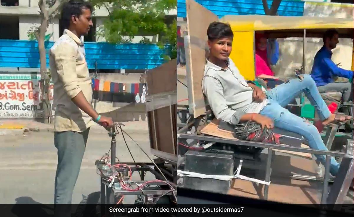 देसी जुगाड़ लगाकर बाइक के शॉकर और फट्टों से बना डाली गाड़ी, 13 सेकंड के इस वीडियो को देख हैरत में पड़े लोग