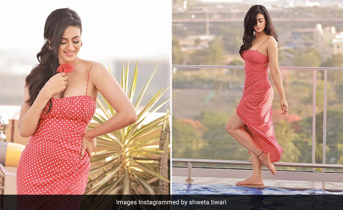Shweta Tiwari's Red And White Polka Dot Wrap Dress Gives Pool Days A Retro Spin