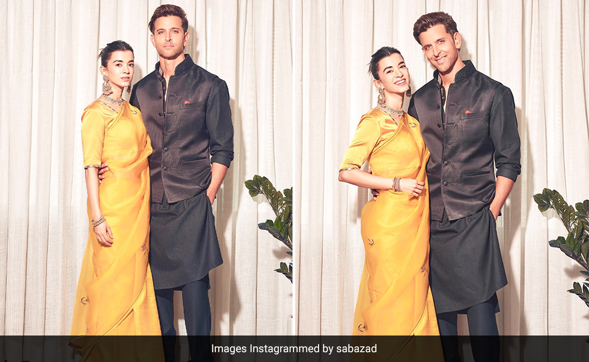 Saba Azad And Hrithik Roshan's Contrasting Ethnic Ensembles Are Setting Elegant Couple Fashion Goals