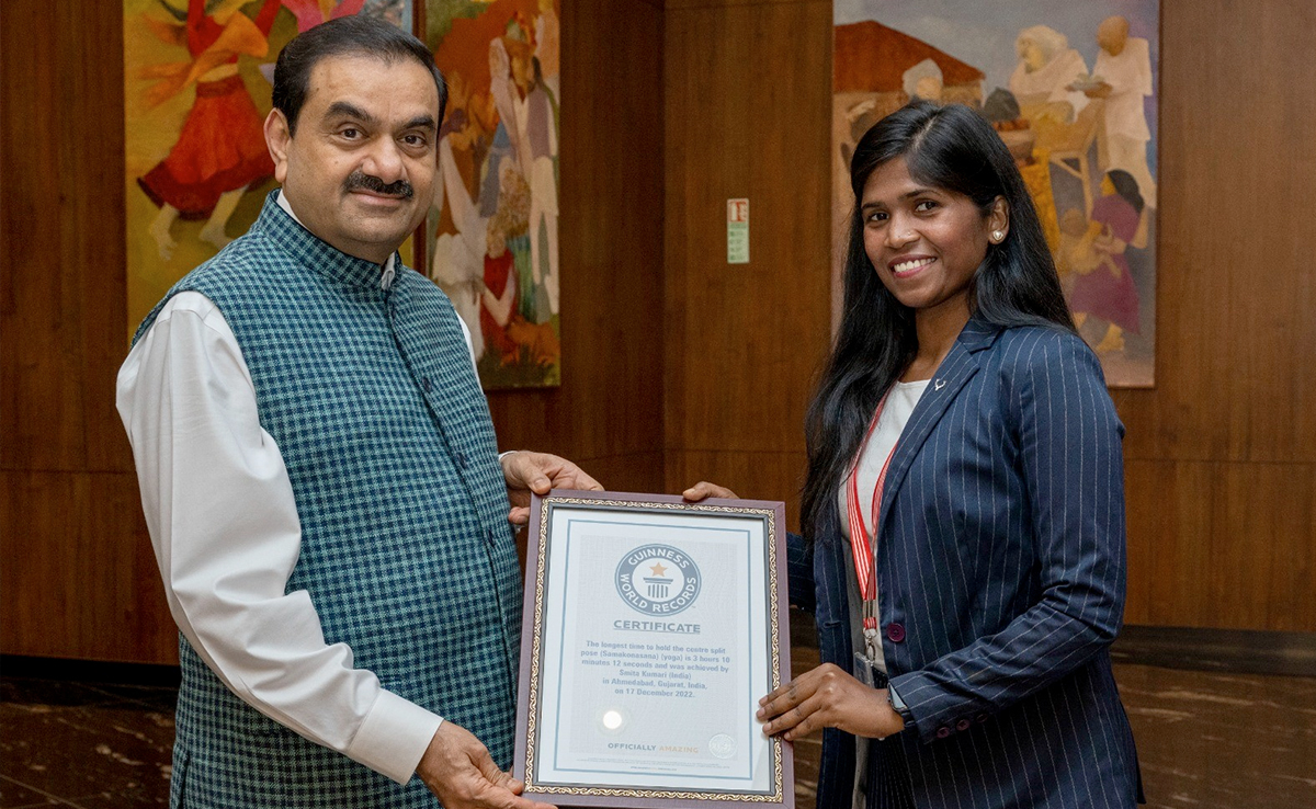 Yoga Instructor At Adani Group Sets Guinness World Record