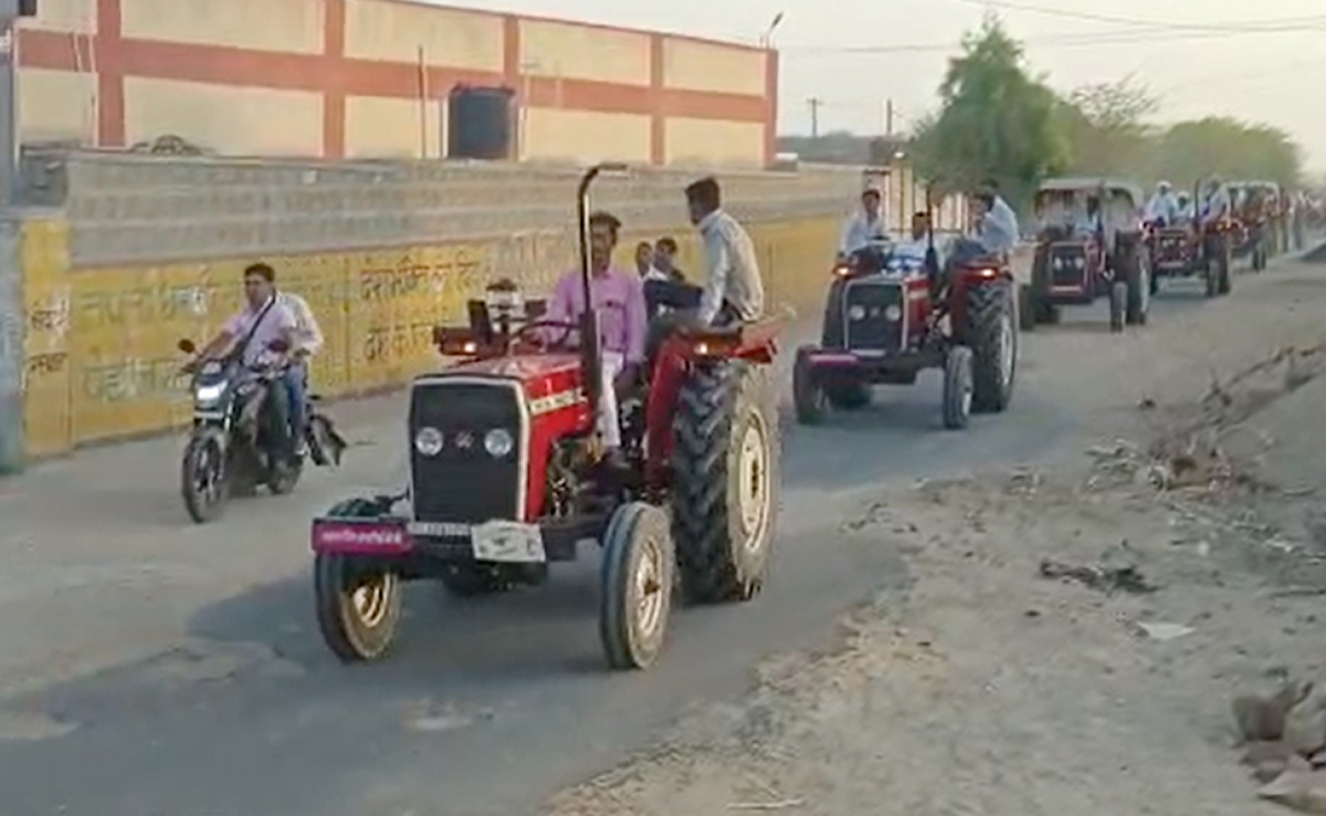 Video: Rajasthan Groom Drives To Wedding Venue With 51 Tractors In Tow