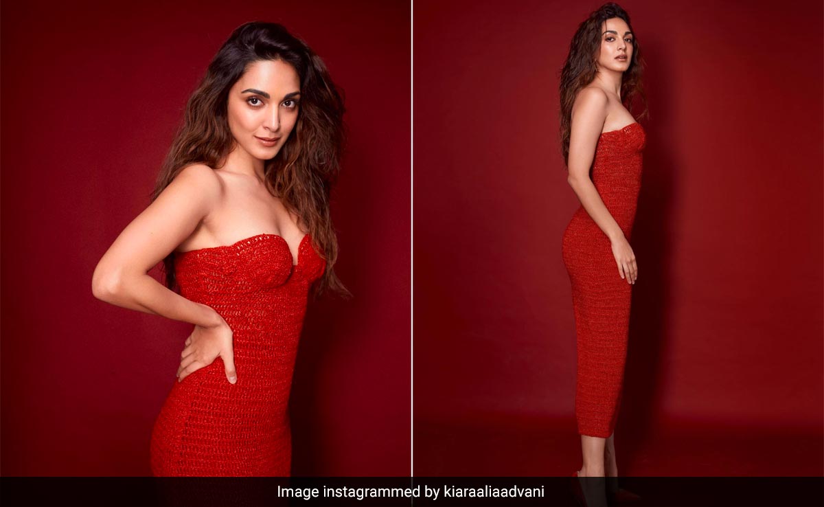 Kiara Advani Is Setting Hearts On Fire In A Strapless Red Crochet Midi Dress